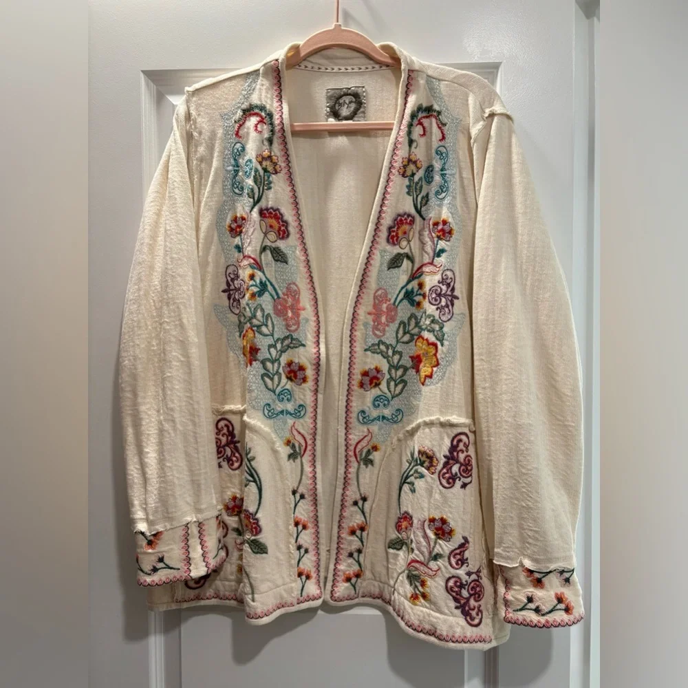 Johnny Was Biya Lola Cardigan Ecru - Picture 1 of 9